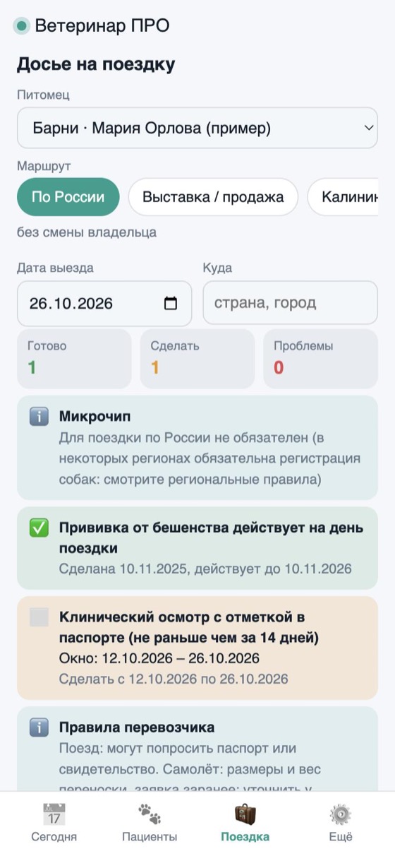 Досье на поездку с окнами дат